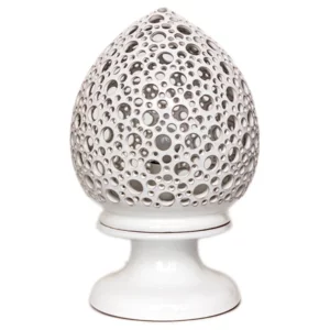 Lampada Pigna in ceramica finemente traforata a mano h 40cm