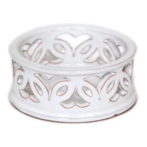 Sotto bottiglia in ceramica traforata a mano, 10cm