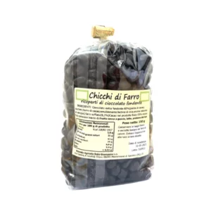 Chicchi di farro soffiato ricoperti di cioccolato fondente, 150g