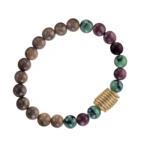 Stratos - bracciale in oro vegetale, legno e pietre dure