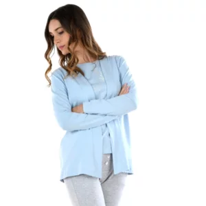 Cardigan in cotone azzurro, modello Giulia