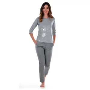 Pantalone in cotone grigio, modello Laura