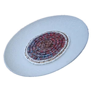 Centrotavola in mosaico biancoe rosso, diametro 40cm