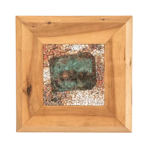 Irradiations 1, tableau mosaïque moderne, cadre artisanal, dimensions 47x47, poids 3,7kg