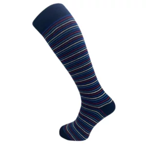 Lange Socken für Herren schmale Streifen mehrfarbig, Einheitsgröße