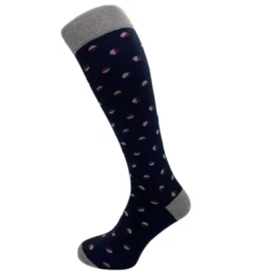 Calze lunghe uomo blu/grigio pois, taglia unica 