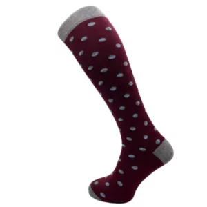 Calze lunghe uomo bordeaux grigio pois, taglia unica 