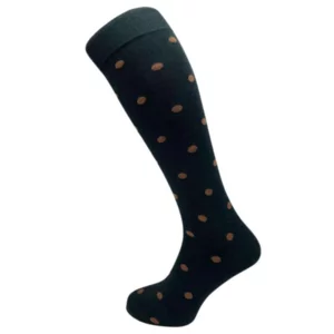 Calze lunghe uomo grigio scuro pois beige, taglia unica 