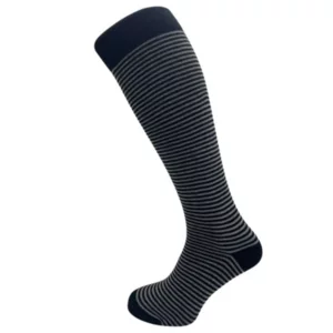 Calze lunghe uomo righe nero-grigio, taglia unica