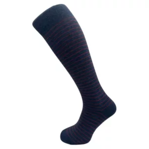 Calze lunghe uomo blu, righe rosse, taglia unica