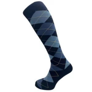 Calze lunghe uomo fantasia rombi blu, taglia unica