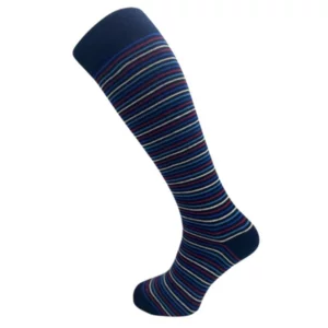 Calze lunghe uomo righe strette multicolore, taglia unica