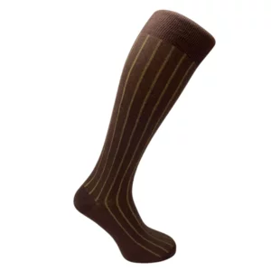 Calze lunghe uomo color marrone righe gialle, taglia unica