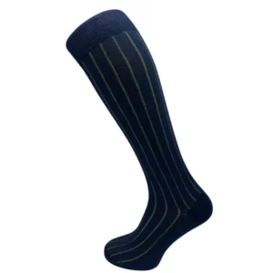Calze lunghe uomo color blu righe gialle, taglia unica