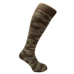 Calze lunghe uomo fantasia militare color cachi, taglia unica