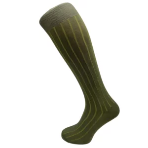 Calze lunghe uomo color verde cachi righe verdi, taglia unica