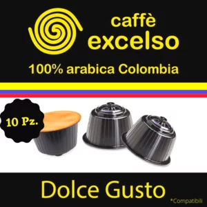 Capsules compatibles Dolce Gusto, Excelso Colombia Coffee 100% Arabica Supremo, 10pcs