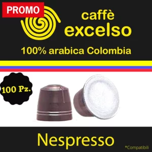 Capsule compatibili Nespresso Caffè Excelso Colombia 100% Arabica Supremo, 100pz