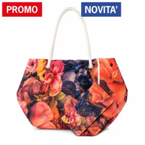 Bag mare con pochette, Medium Rose Rosa, microfibra antisabbia, 39x30cm