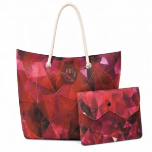 Bag mare con pochette, Medium Crystal Red, microfibra antisabbia, 39x30cm
