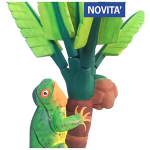 Iguana su una palma di cocco in legno di balsa, 60cm