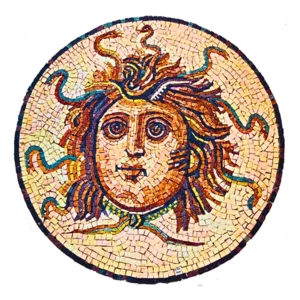 Quadro in mosaico Volto di medusa, 59cm diam.