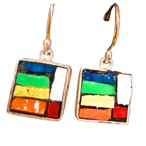 925 Silber Ohrringe mit handgefertigtem venezianischem Mosaik, 1x1cm