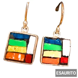 925 Silber Ohrringe mit handgefertigtem venezianischem Mosaik, 1x1cm