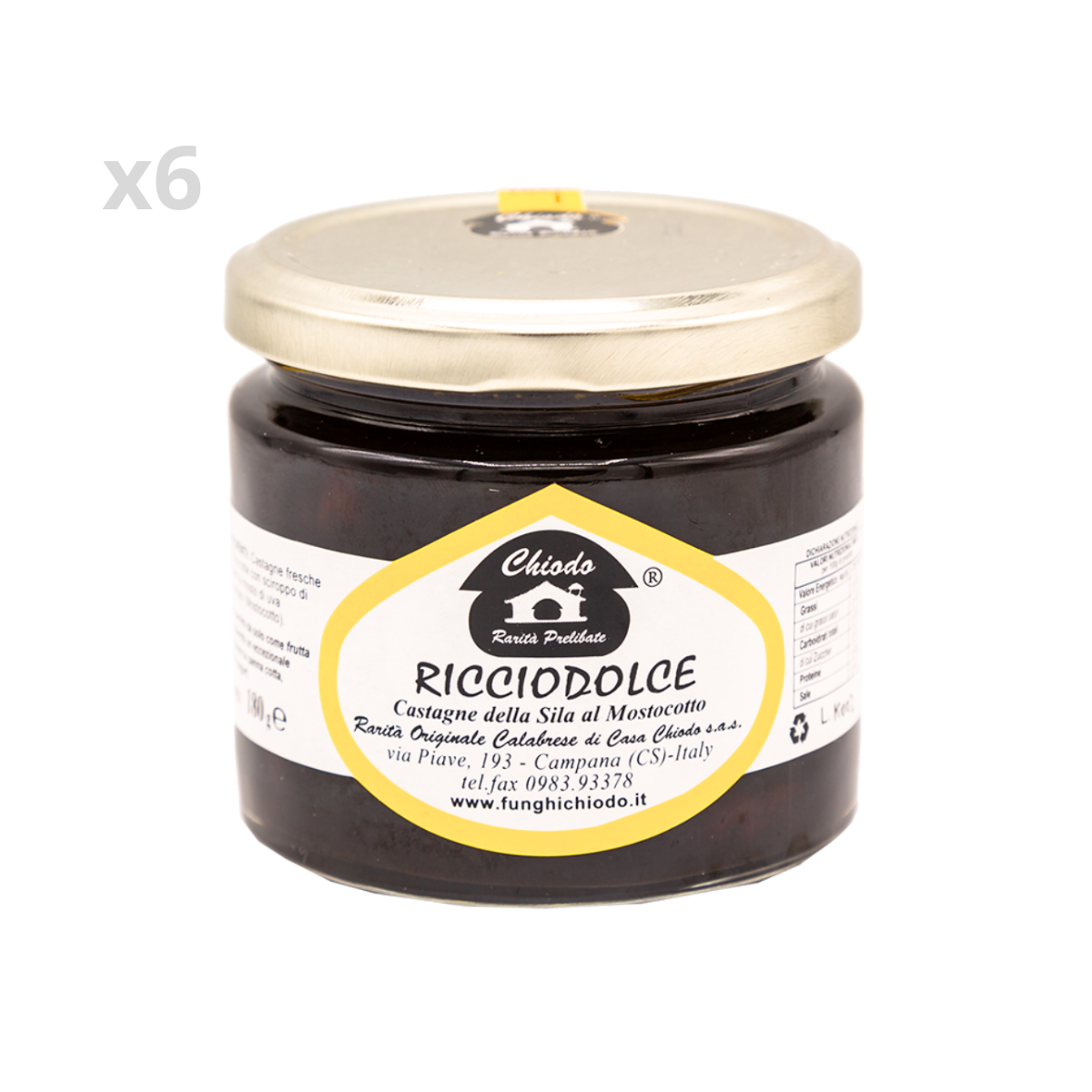 Ricciodolce (Castagne della Sila al mostocotto), 6x180g