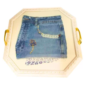 Vassoio da caffè a tema Denim, 36x36x4cm