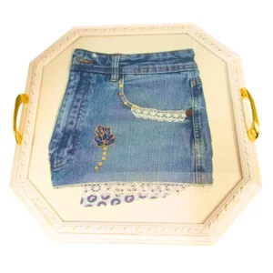 Vassoio da caffè a tema Denim, 36x36x4cm