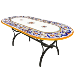 Ovaler Tisch aus Majolika-Vulkangestein, Linie Classic