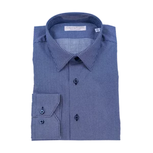 Camicia Artigianale slim o classica, blu micro fantasia