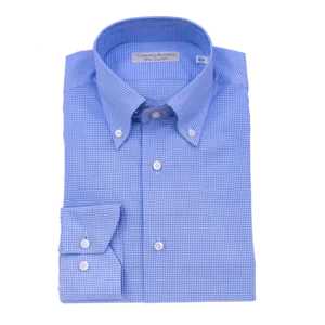 Camicia Artigianale slim o classica, pied de poule, bianco/celeste