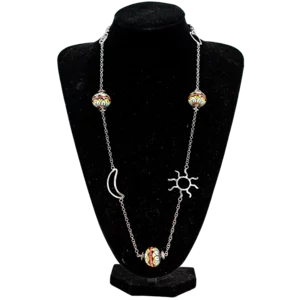 Collier in argento e ceramica dipinta a mano