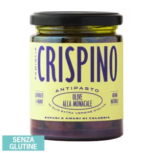 Olives noires Monacale dans l'huile EVO, végétaliennes, sans gluten, 270 g