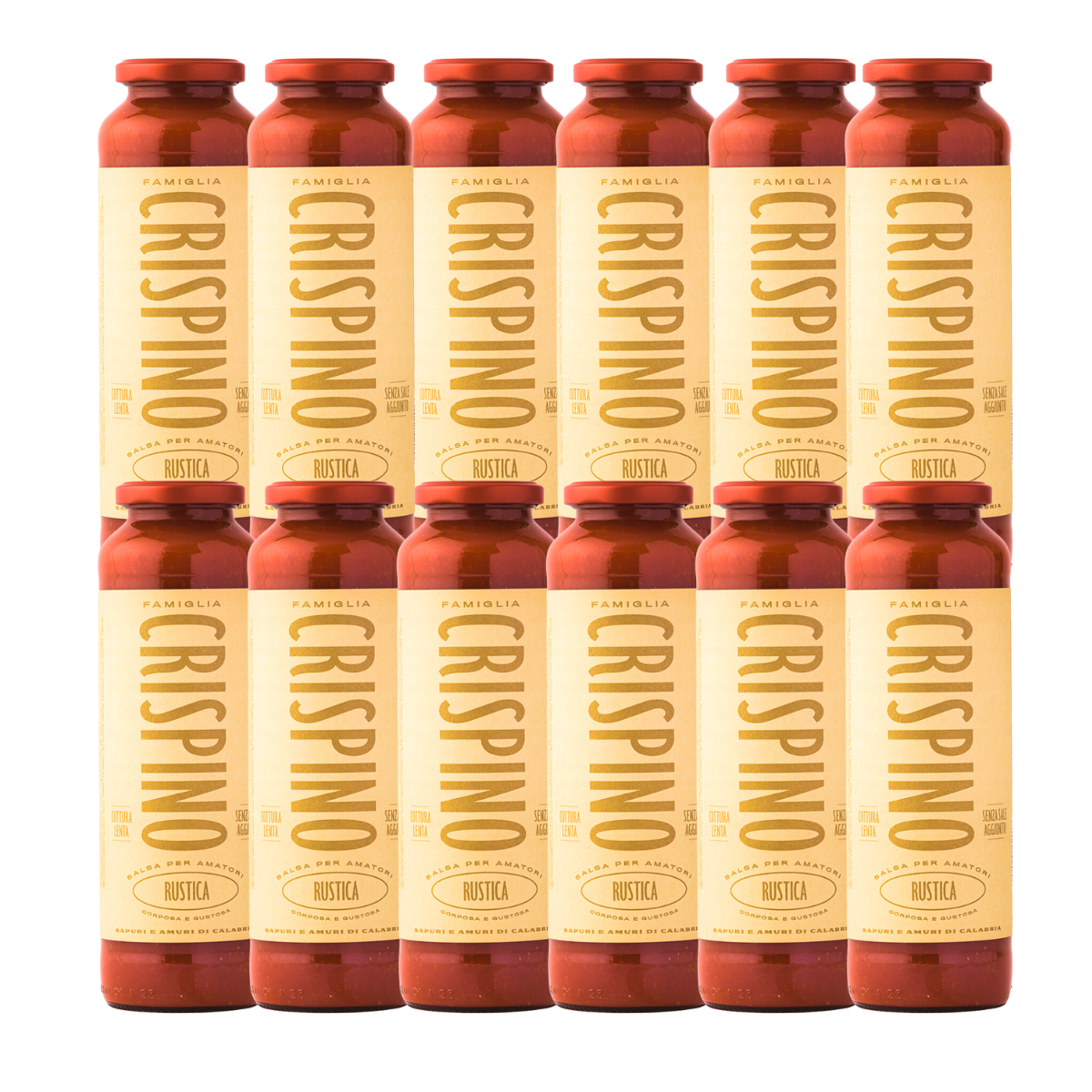 Rustikale Tomatensauce ohne Salz und Konservierungsstoffe, Crispino, 12x680g