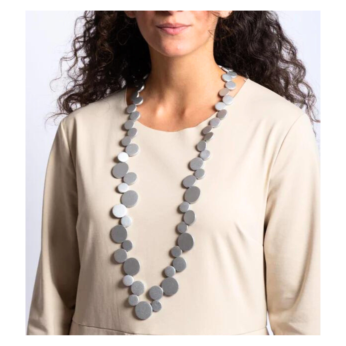 Avalaya Collana In Legno Flessibile Con Perline Grigie – Girocollo 44 Cm, Stile Bohémien