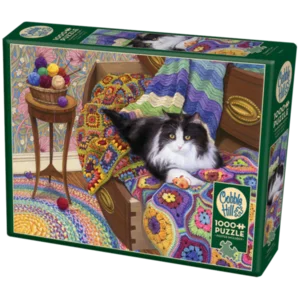 Puzzle Comfy Cat in lino e cartone impermeabile, 1000pz