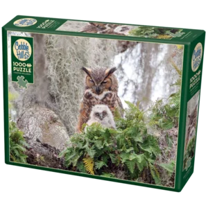 Puzzle Great Horned Owl in lino e cartone impermeabile, 1000pz