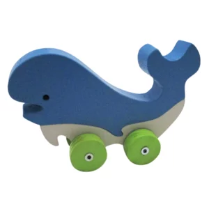 Balena giocattolo in legno artigianale, 10cm