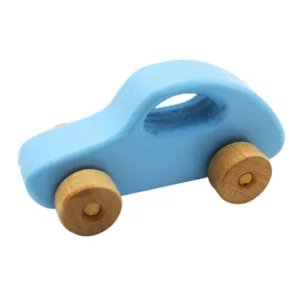 Mini car in legno artigianale color celeste