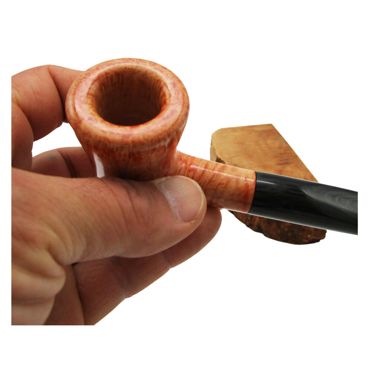 MUXIANG - Pipa per tabacco in legno a forma di mela, liscia, realizzata a mano, con stelo corto in acrilico, filtro per fumare con un set di pulizia bonus