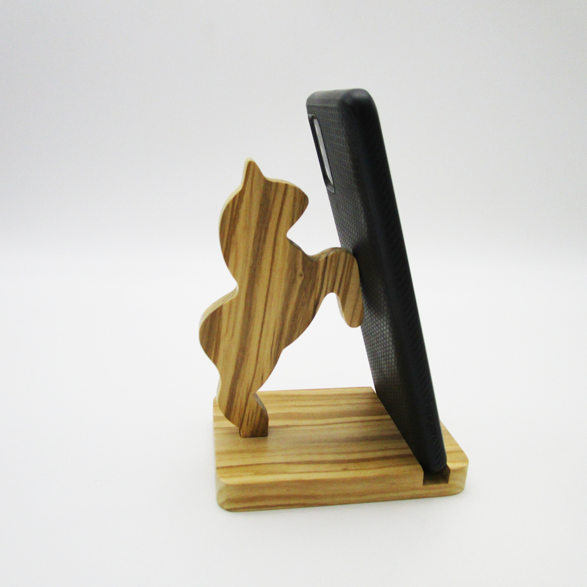 Supporto per telefono cellulare in legno, forma Cavallo H 14 cm