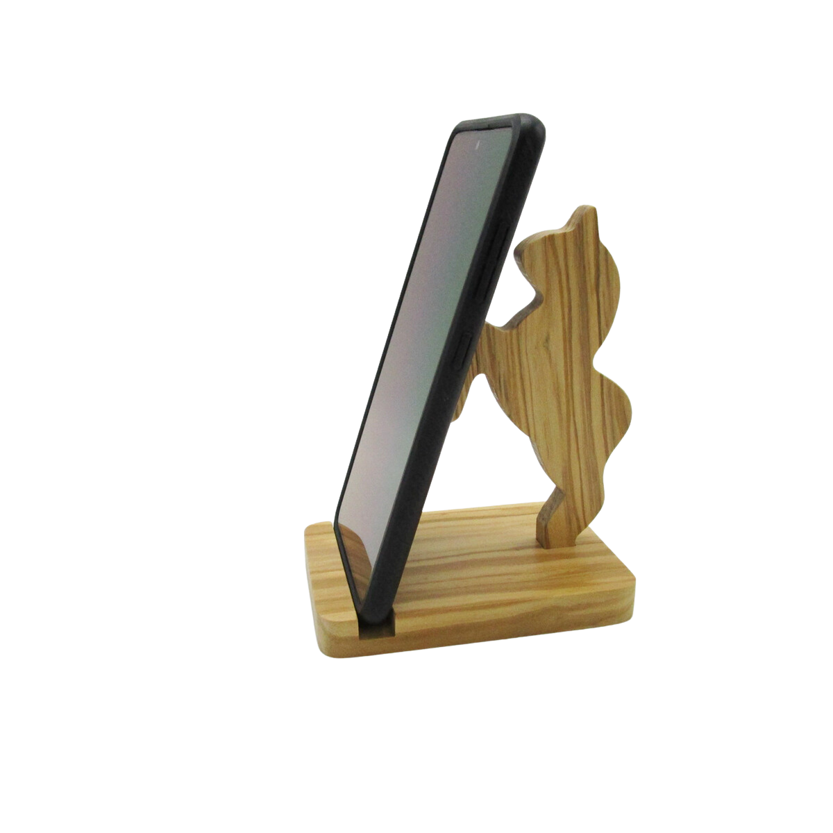 Supporto per telefono cellulare in legno, forma Cavallo H 14 cm