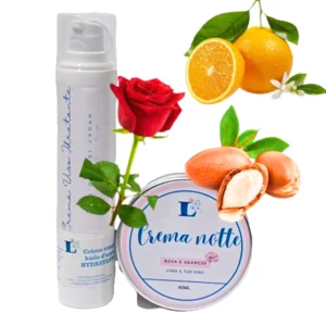 Gesichtspflegeroutine: Nachtcreme mit Rose und Orange und Feuchtigkeitscreme mit Argan, 60+50 ml
