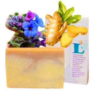 Shampoo solido artigianale allo zenzero e alcanna per capelli secchi, 100g