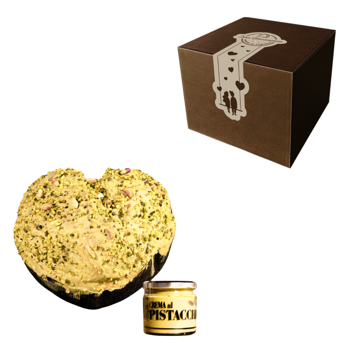 Süßes Pistazienherz mit Glas Pistaziencreme, 750g + 200g