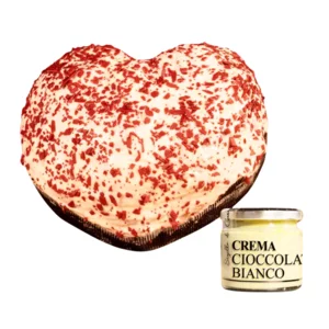 Dolce cuore red velvet con vasetto di crema al cioccolato bianco, 750g + 200g