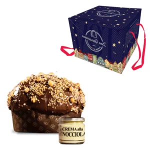 Panettone artigianale noccioloso con vasetto di crema alla nocciola, 750g +200g